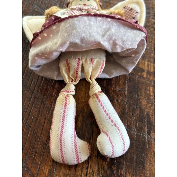 Fabric Angel Doll Christmas Ornament With Heart Accents & Hanging Cord - Picture 2 of 6